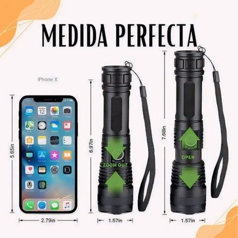 Linterna táctica con zoom: ultra potente y de largo alcance 🔦